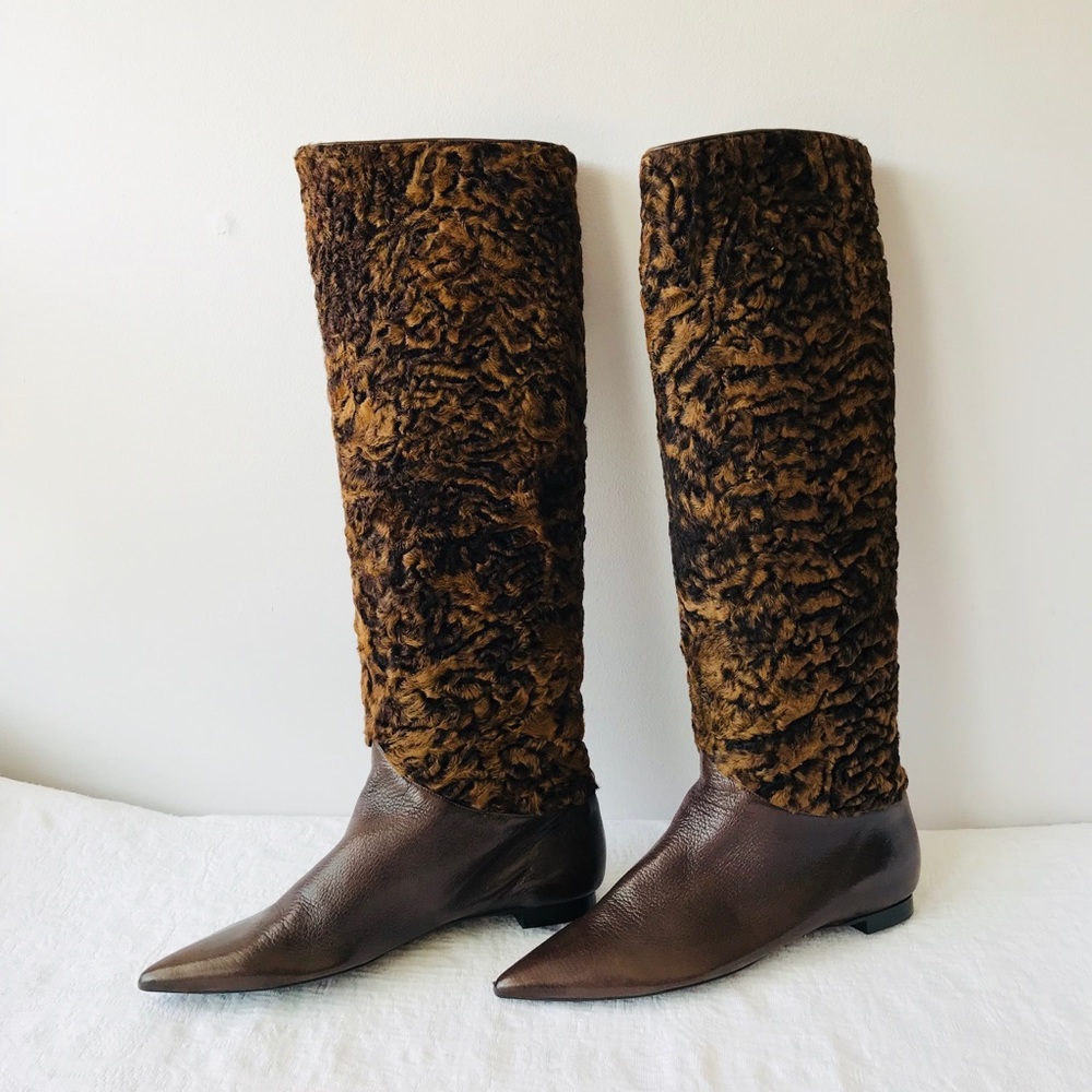 DEVI KROELL*REAL PERSIAN LAMB Fur Boots EU 37 $6500 NEW
